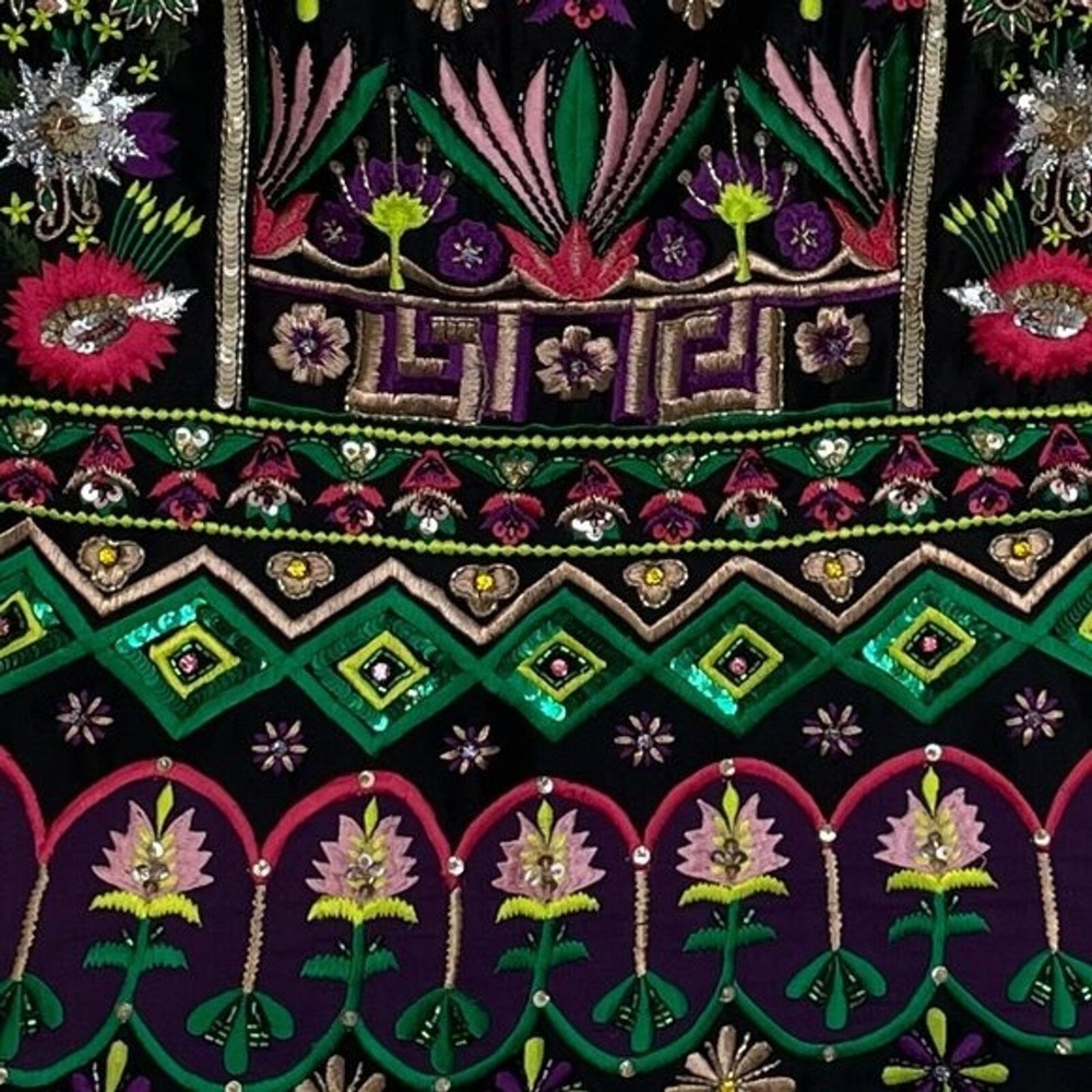 Alice + Olivia Tricia Embellished Mini Dress Black/Multi Size 6 - Picture 6 of 9